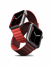 Ремешок Uniq для Apple Watch 41/40/38 mm Revix reversible Magnetic Бордовый-кораловый