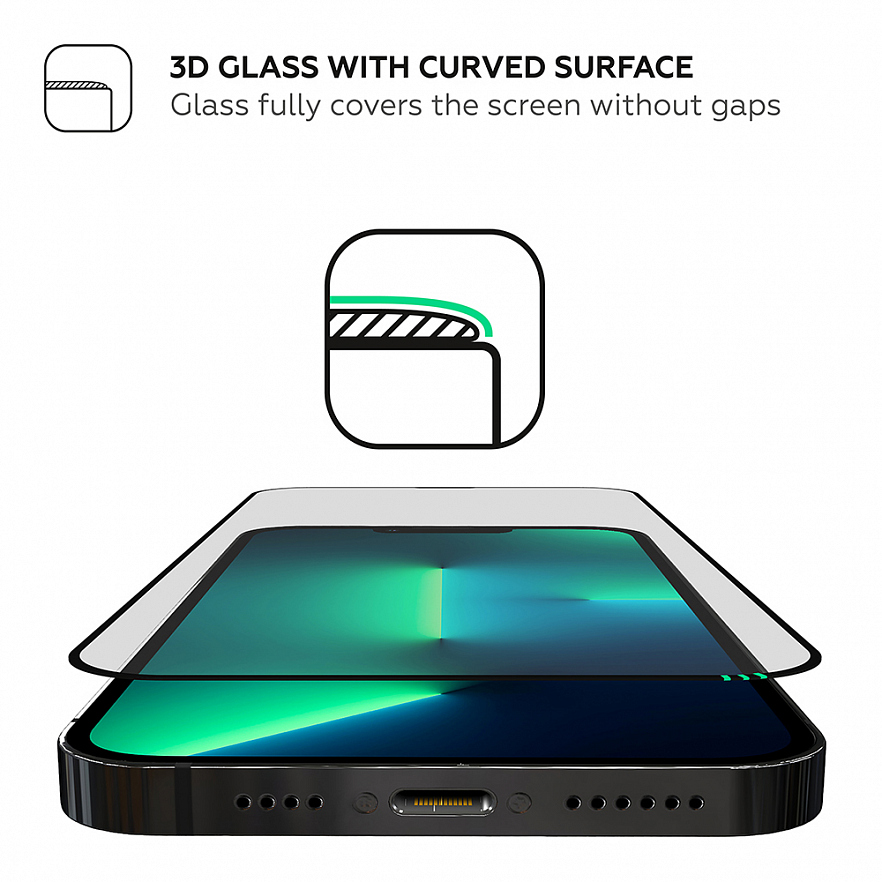 Защитное стекло HARDIZ 3D Cover Premium Tempered Glass для iPhone 13 Pro Max / iPhone 14 Plus чёрное