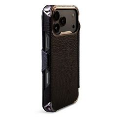 Чехол-книжка Vaja для iPhone 17 Pro Max Buckler ST черный c металлом (ребристые углы)
