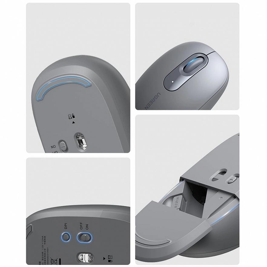 Беспроводная компьютерная мышь Ugreen MU105 2.4G Wireless Mouse серая (90669)