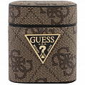 Чехол Guess 4G PU Leather Case Metal Logo для AirPods коричневый