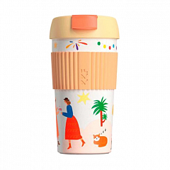 Термостакан-непроливайка KissKissFish Rainbow Vacuum Coffee Tumbler  (490 мл) праздничный