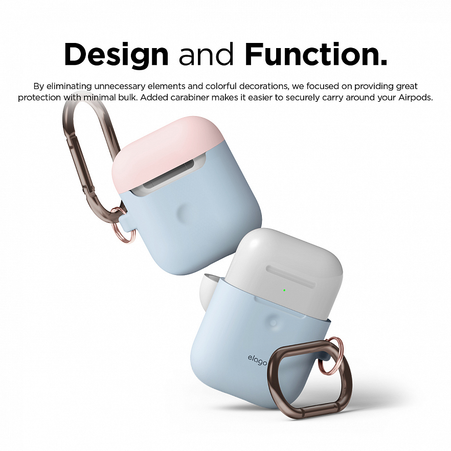 Чехол Elago A2 Wireless Silicone Duo Hang Case для AirPods 2Gn голубой Pastel Blue (белая/розовая крышки)