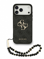 Чехол Guess 4G iPhone 17 Pro с ремешком черный