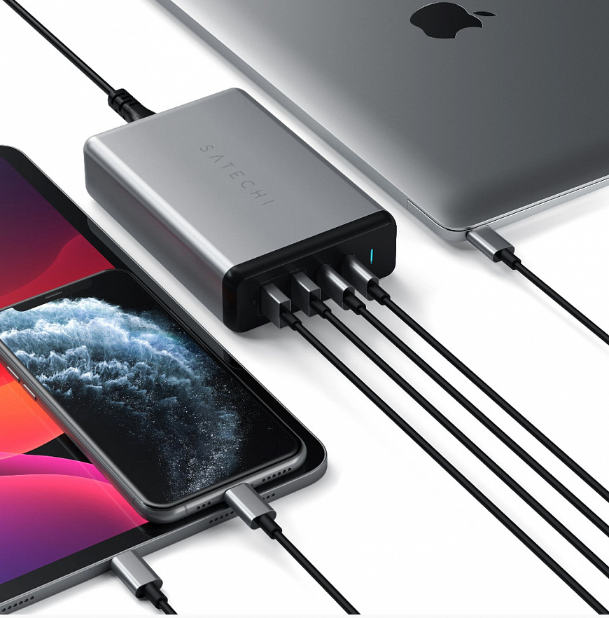 Сетевое зарядное устройство Satechi 108W Pro USB-C PD серый космос (ST-TC108WM)