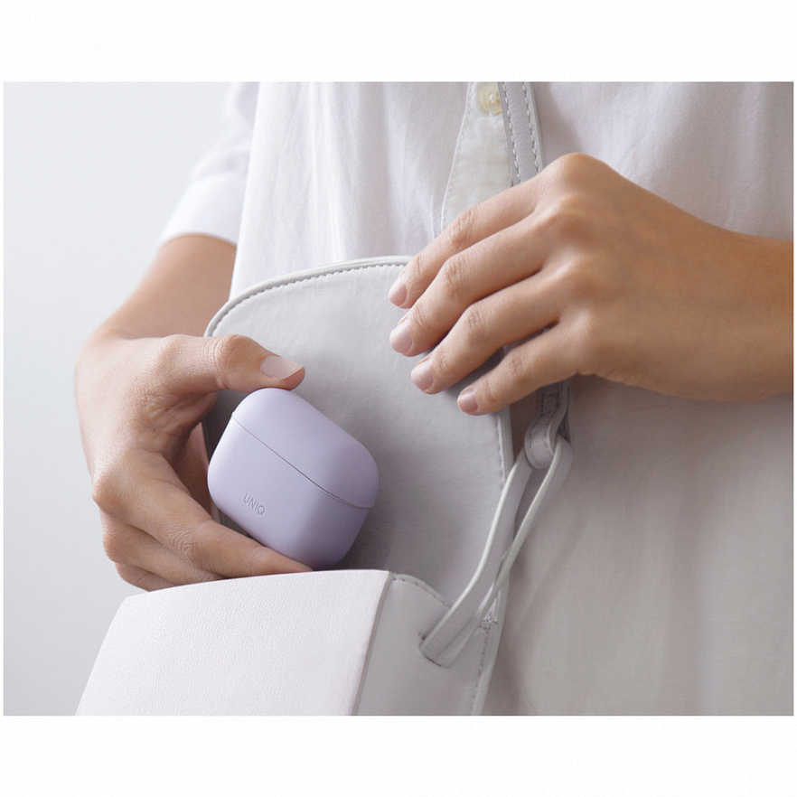 Чехол Uniq LINO Liquid silicone для Airpods Pro 2 Лавандовый (Lavender)