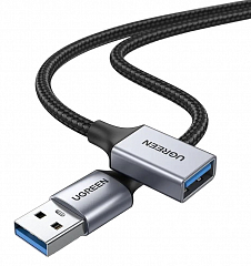 Кабель-удлинитель UGREEN US115 (10497) USB 3.0 Extension Cable Aluminum Case. Длина: 2м. Цвет: черный