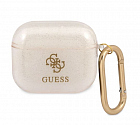Чехол с карабином CG Mobile Guess TPU Transparent Glitter 4G для AirPods 3, цвет золотой