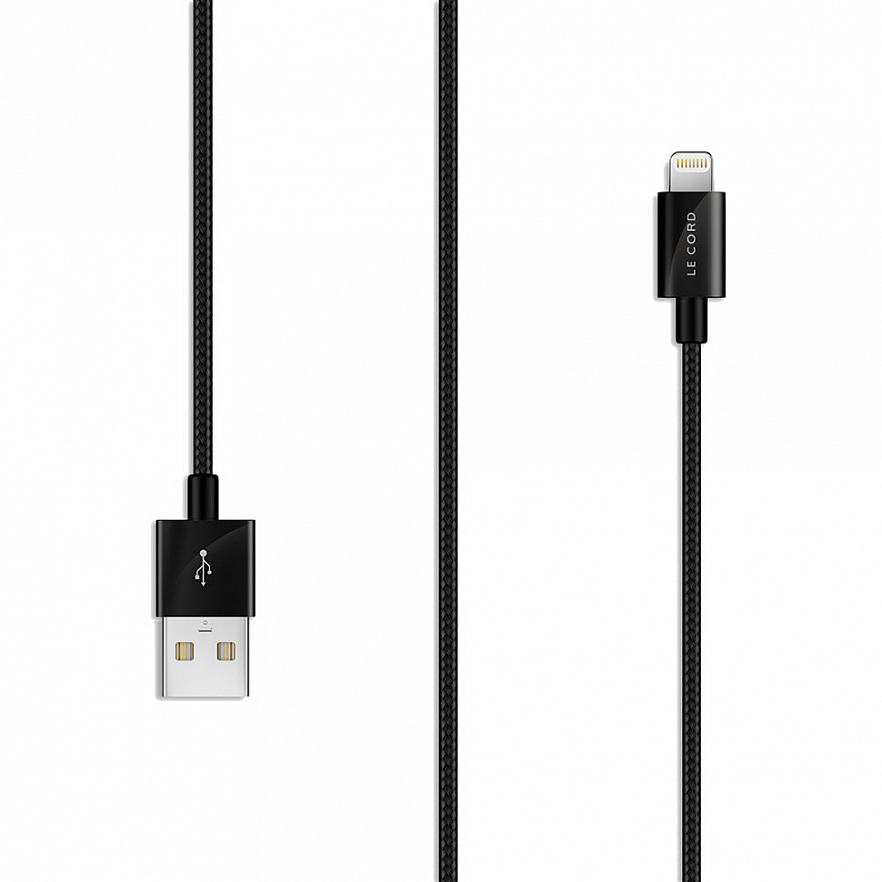 Кабель Le Cord Nylon Lightning MFI (2 метра) Two Meter Black (Чёрный)