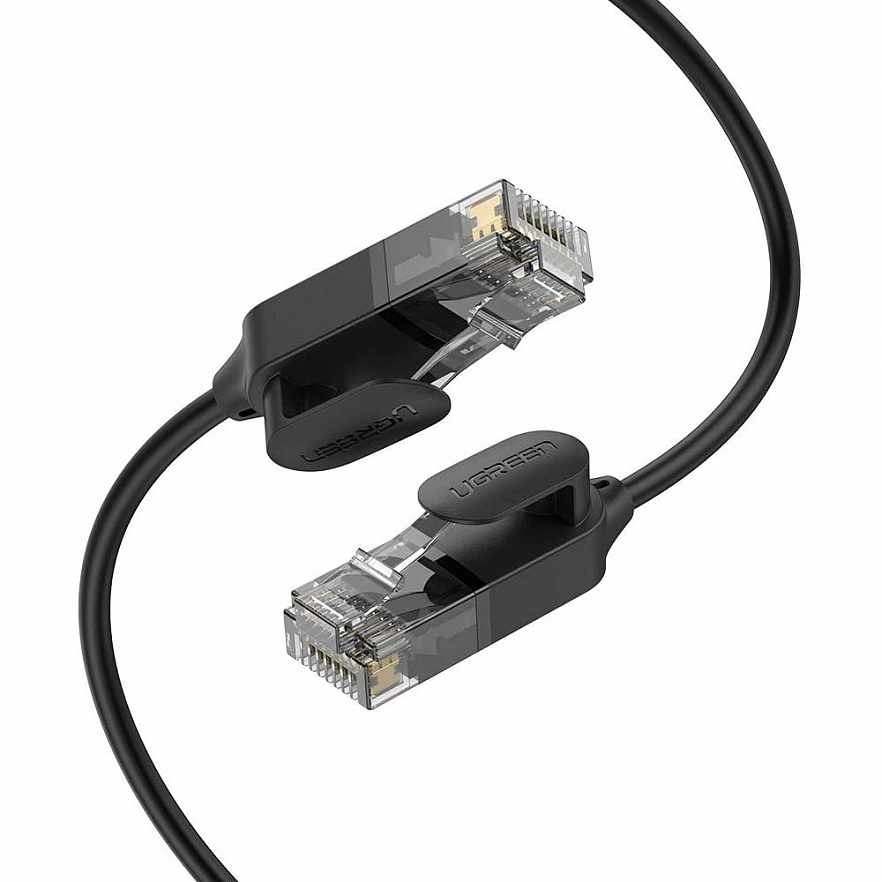 Кабель UGREEN NW122 (70654) CAT 6A Pure Copper 2 x RJ45 Ethernet Cable (5 метров) чёрный