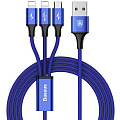 Кабель Baseus Rapid Series 3 in 1 Cable micro-USB / Dual Lightning (1.2 метра) синий (CAMLL-SU13)