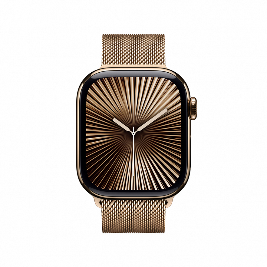 Умные часы Apple Watch Series 10 46 мм, GPS + Cellular, титан золотистый, миланский ремешок золотистый M/L