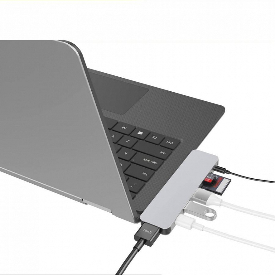 Хаб HyperDrive SOLO 7-in-1 USB-C Hub для MacBook серебристый (GN21D-SILVER)