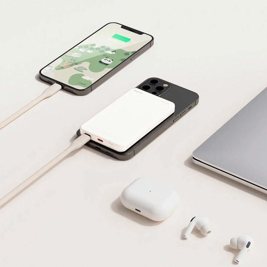 Внешний аккумулятор SOLOVE W12 Magnetic MagSafe 20W 5000 мАч белый