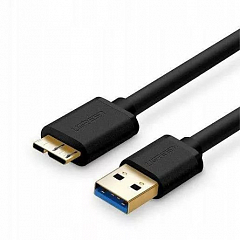 Кабель UGREEN US130 (10843) USB-A to USB Micro-B 3.0 (2 метра) Male Cable чёрный (для жесткого диска)