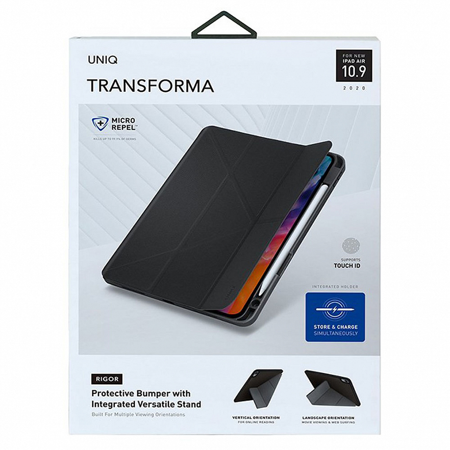 Чехол Uniq Transforma Rigor для iPad Air 10.9 (2020) с отсеком для стилуса серый