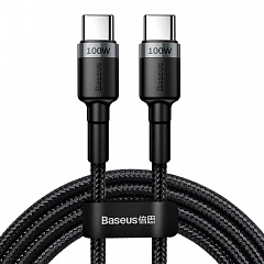 Кабель BASEUS Cafule PD2.0 USB-C->Type-C 100W (2 метра) чёрный-серый