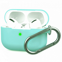 Чехол Royal Edition Silicone Case с карабином для AirPods Pro мятный