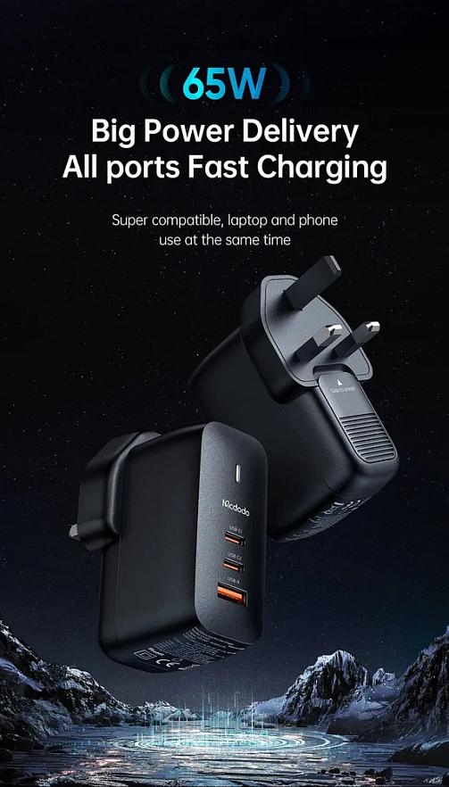 Сетевое зарядное устройство Mcdodo 65W PD GaN Mini Fast Charger CH-0291 чёрное