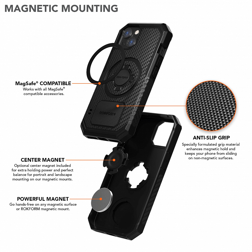 Чехол-накладка Rokform Rugged Case для iPhone 13 со встроенным магнитом чёрный