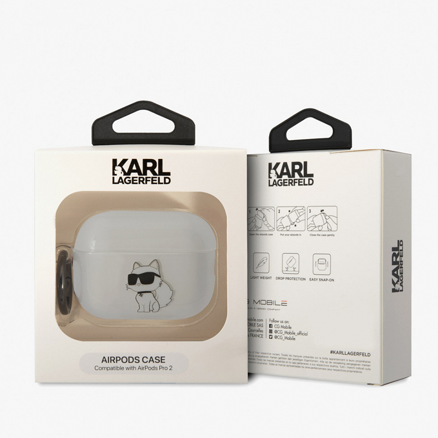 Чехол CG Mobile Karl Lagerfeld TPU with ring NFT Choupette для Airpods Pro 2 (2022) прозрачный (Translucent)