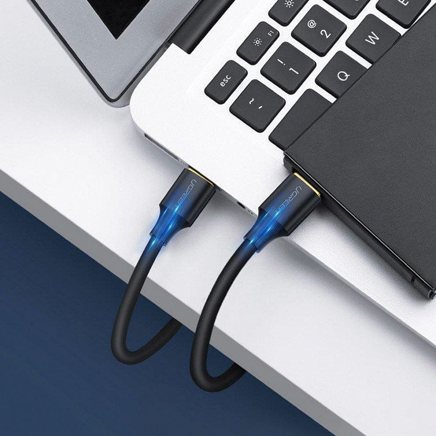 Кабель Ugreen US128 (10370) USB-A 3.0 Male to Male Cable (1 метр) чёрный