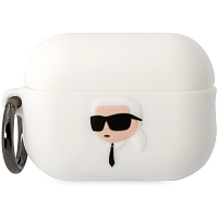 Lagerfeld для Airpods Pro 2 чехол Silicone case with ring NFT 3D Karl White