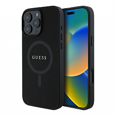 Чехол CG Mobile Guess для iPhone 16 Pro Max PU Saffiano with metal logo Hard Black (MagSafe)