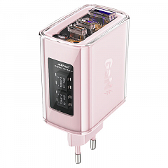 Сетевое зарядное устройство ACEFAST A45 Sparkling series PD65W GaN (2xUSB-C+USB-A) FCW Charger розовое Cherry blossom (EU)