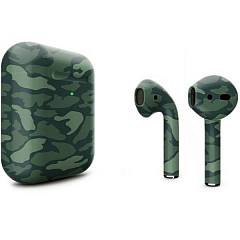 Беспроводные наушники Apple AirPods 2 (с функцией беспроводной зарядки) Custom Edition зелёный камуфляж