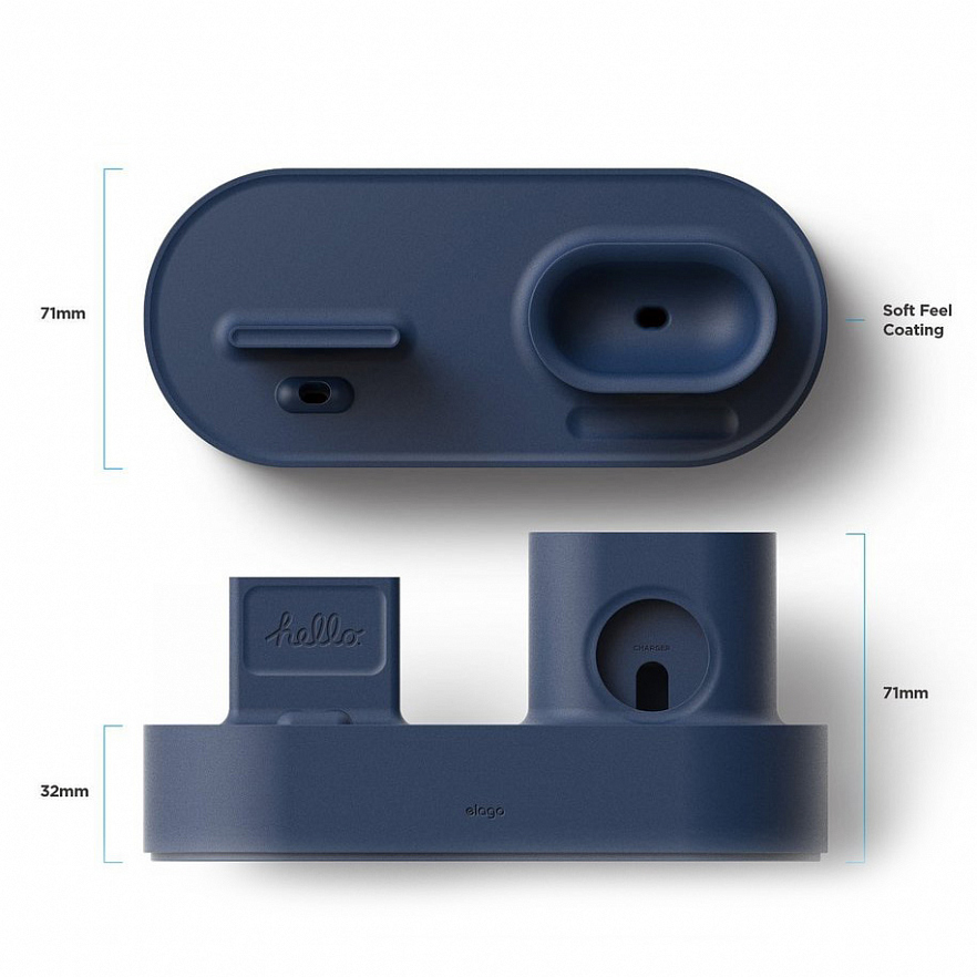 Док-станция Elago Charging Hub 3 in 1 для iPhone / Apple Watch / AirPods синяя (Jean Indigo)