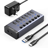 Мульти Хаб UGREEN CM481 USB-C to 7-Port USB-A 3.0 Hub DC 12V (90307)