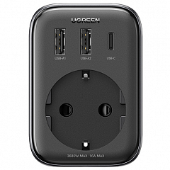 Сетевое зарядное устройство Ugreen CD314 2 x USB-A + USB-C 30W чёрное (90613)