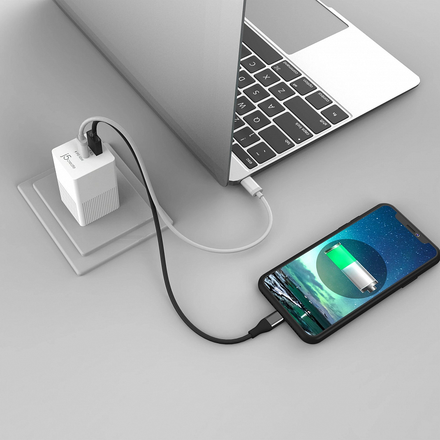 Сетевое зарядное устройство j5create 45W Dynamic PD USB-C Mini Charger (JUP2445)
