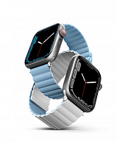 Uniq для Apple Watch 45/44/42 mm ремешок Revix reversible Magnetic White/Blue