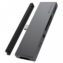 Хаб SwitchEasy SwitchDrive 6 in 1 USB-C HUB USB Type-C / mini jack 3.5 мм / MicroSD / SD / USB / HDMI серый космос (GS-105-202-253-101)