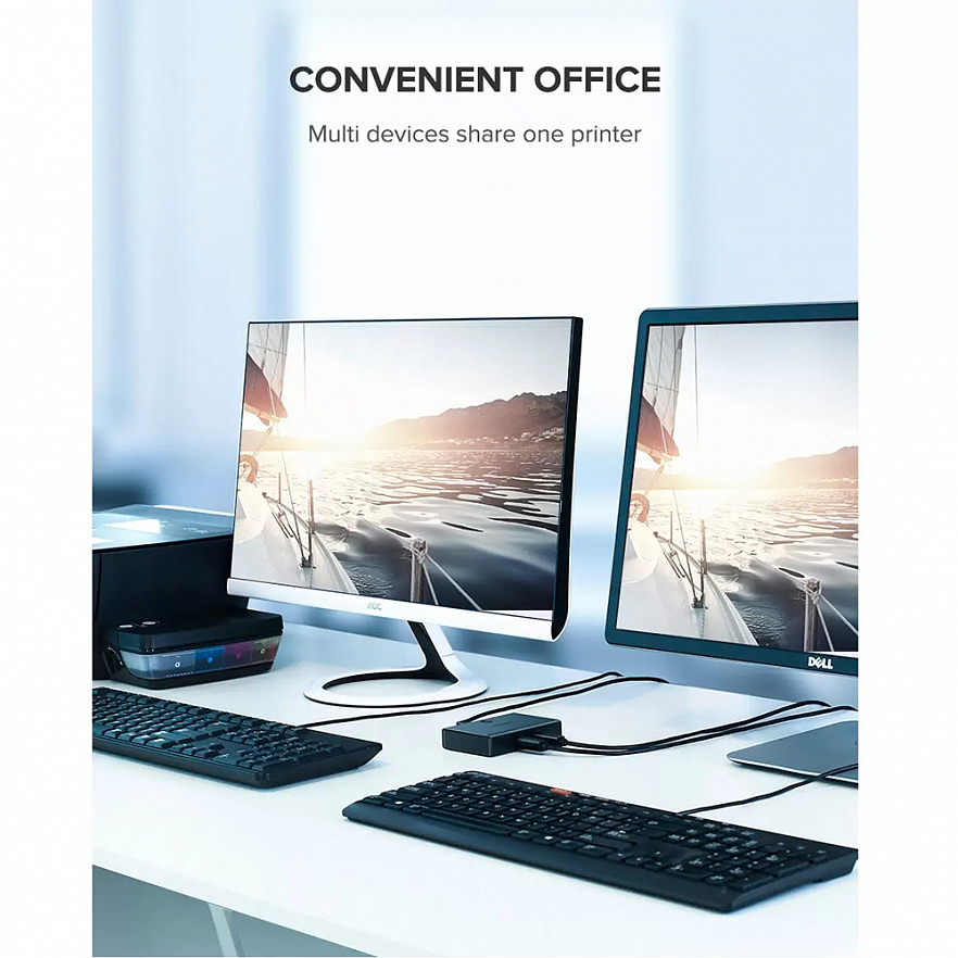 Разветвитель портов UGREEN US158 Sharing Switch 4x1 чёрный (30346)