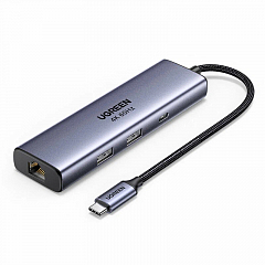 Хаб UGREEN CM512 (75643) 6 в 1 USB-C  Hub серый