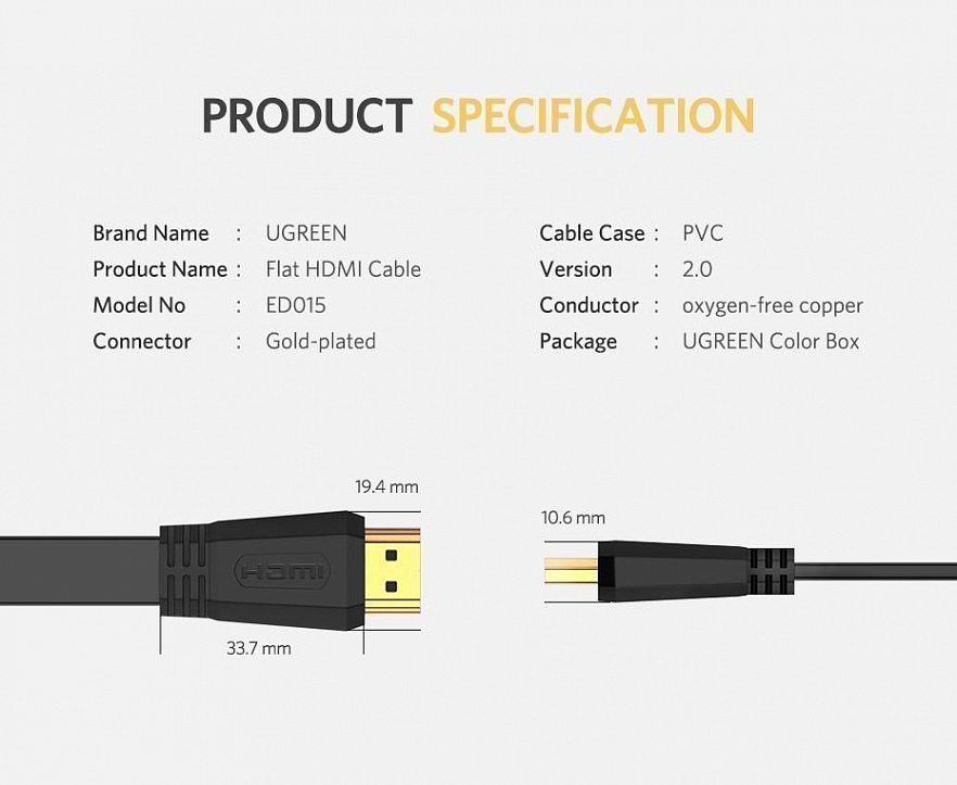 Кабель Ugreen ED015 (70159) 4K HDMI - 2 метра