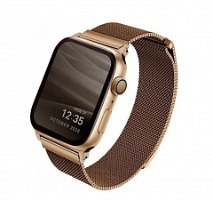 Ремешок Uniq  для Apple Watch 45/44/42 mm Dante Strap Mesh Steel золотой