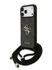 Чехол Guess Crossbody iPhone 17 Pro Max с нейлоновым шнуром черный