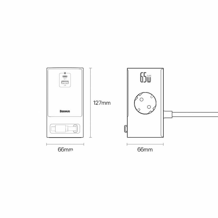 Сетевое зарядное устройство Baseus PowerCombo Digital PowerStrip 65W (APP Control) белое (PSLR000602)