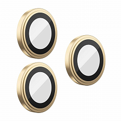 Защитное стекло Blueo Camera lens Armor metal для камеры iPhone 14 Pro/14 Pro Max Золотое (3 шт+install)