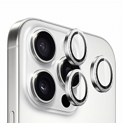 Защитное стекло на камеру BlueO Camera lens Armor Aluminium для iPhone 16 Pro/16 Pro Max, 3 шт. (+installer) Серебристый бриллиант