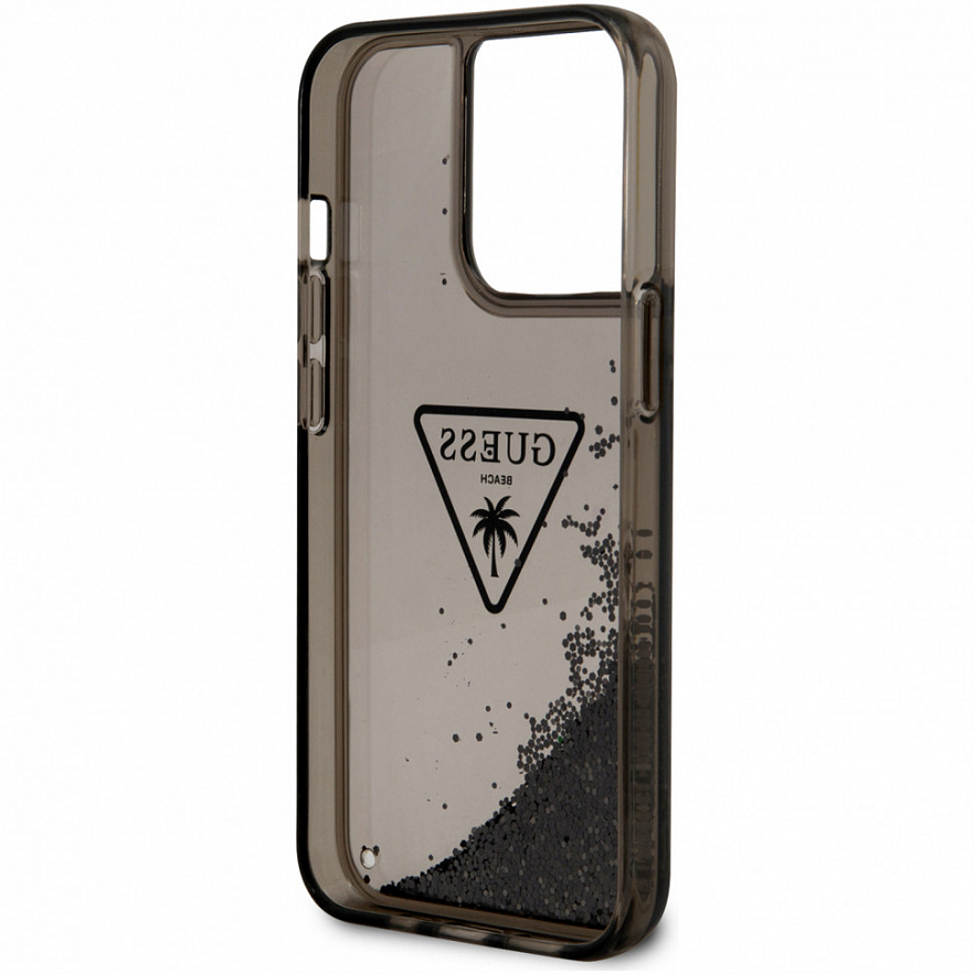Чехол CG Mobile Guess Liquid Glitter Triangle Logo Translucent Hard для iPhone 14 Pro Max чёрный
