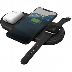 Беспроводное зарядное устройство Uniq Aereo 3-in-1 Fast Wireless Charging Pad чёрное