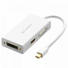 Переходник Ugreen MD114 (20417) Mini DisplayPort to HDMI/VGA/DVI Adapter белый