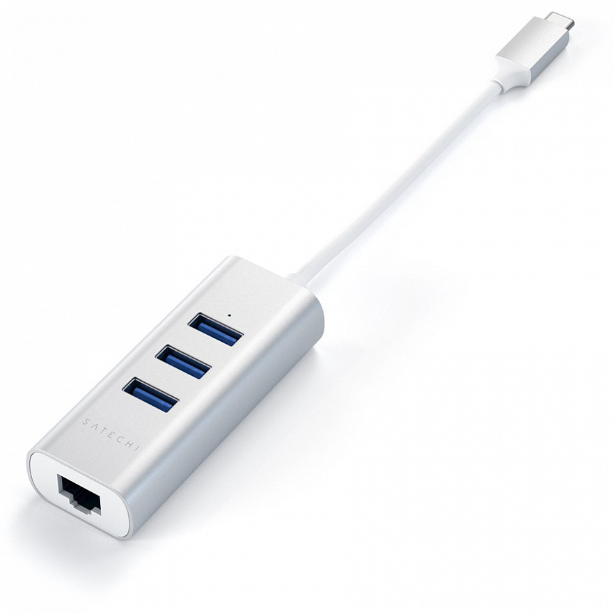 Переходник Satechi Type-C 2-in-1 USB 3.0 & Ethernet Aluminium Hub серебристый (ST-TC2N1USB31AS)