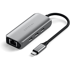 Сетевой адаптер Satechi 4-в-1 USB-C с 2.5 Gigabit Ethernet серый