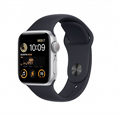 Часы Apple Watch SE 44 мм - черный силиконовый ремешок (midnight)